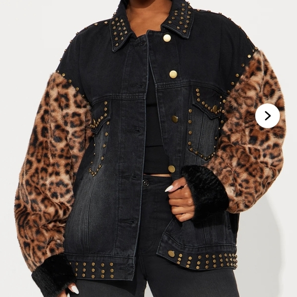 Fashion Nova Jackets & Blazers - New Fiercely Faux Fur Denim Jacket - Black Wash
